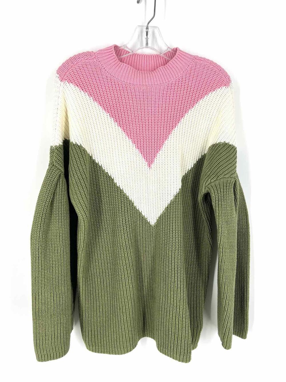 Lovers + Friends Size S Pk/Wh/Gr Color Block Knit Designer Sweater